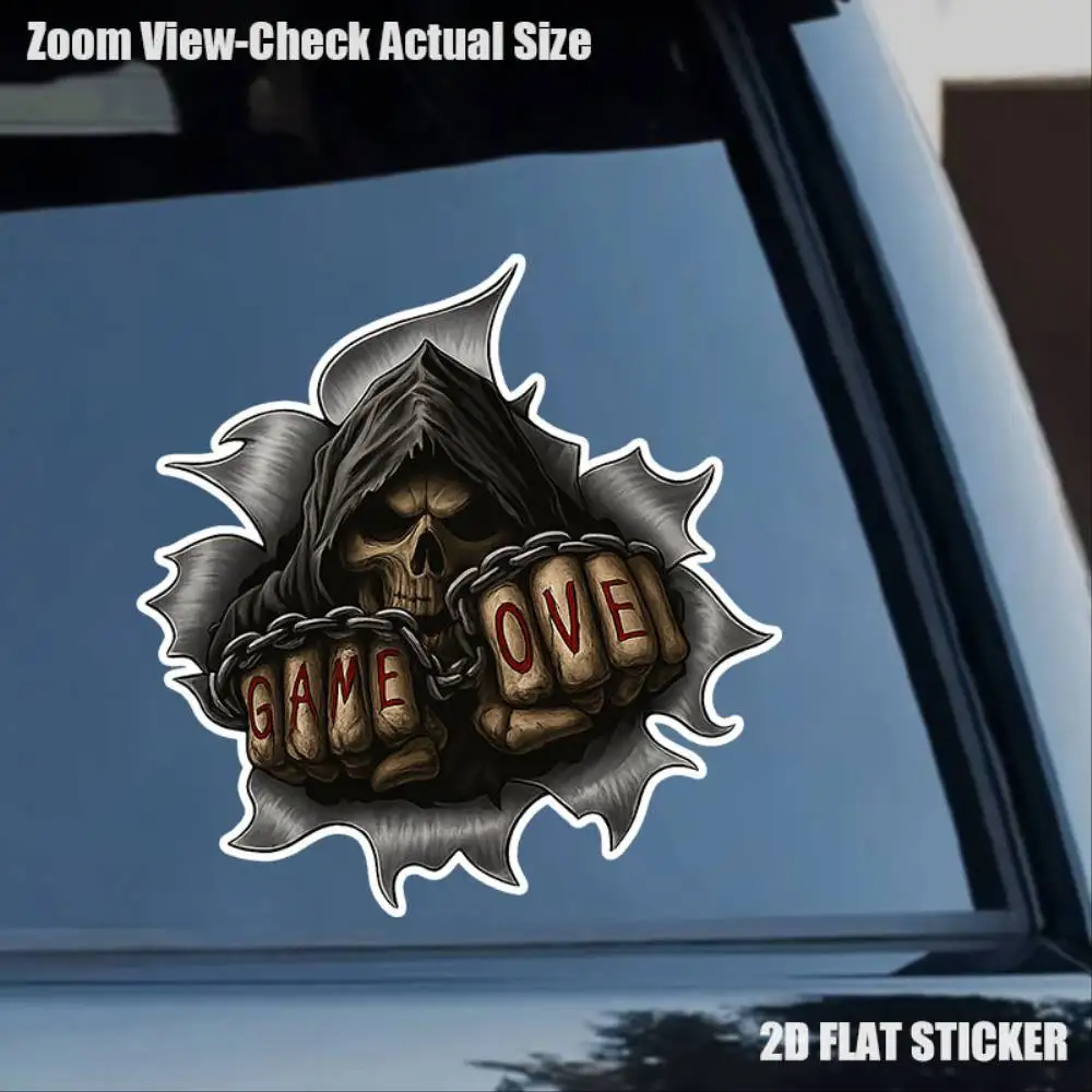 Skull Hood Chains Game Decal Toilet Decal Plastic Bathroom Decoration Humorous Waterproof Stickers For Decorating Car Windows Mo