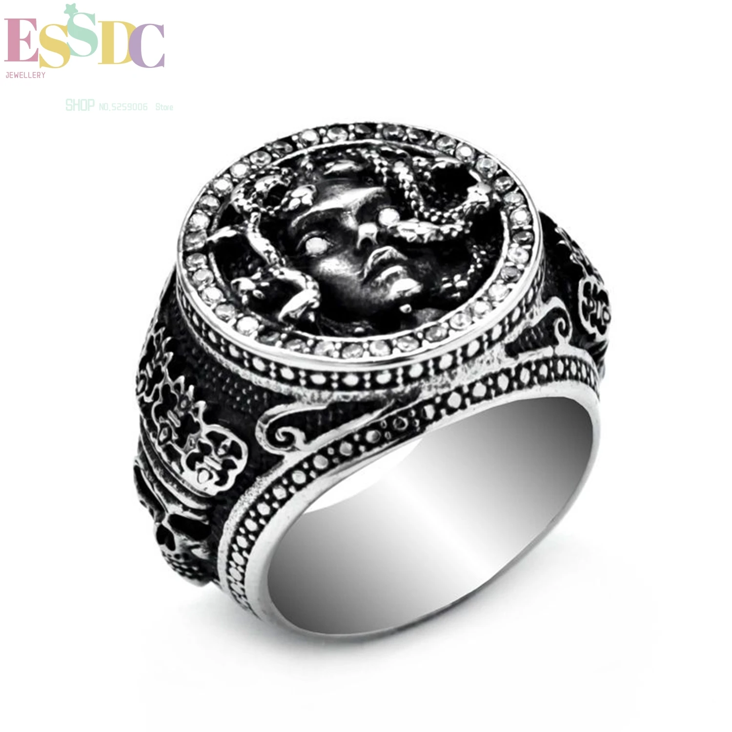 

Medusa Titanium Steel Ring Vintage Hip Hop Street Adjustable Unisex Student Minimalist Fashion Jewelry For Men