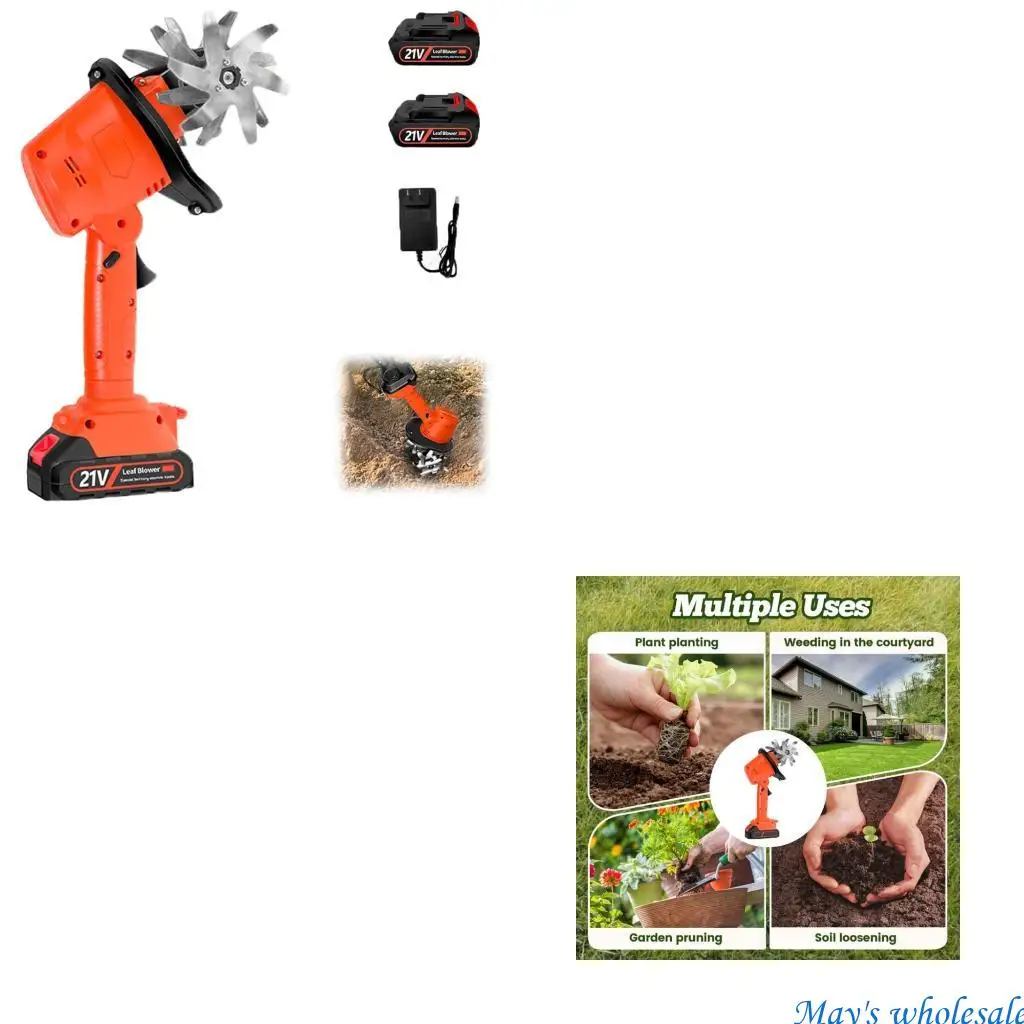 

2x1.5Ah Batteries Cordless Mini Tiller Cultivator 21V 10cm Tilling Depth Machine Tool For Lawn Greenhouse Gardening 448A