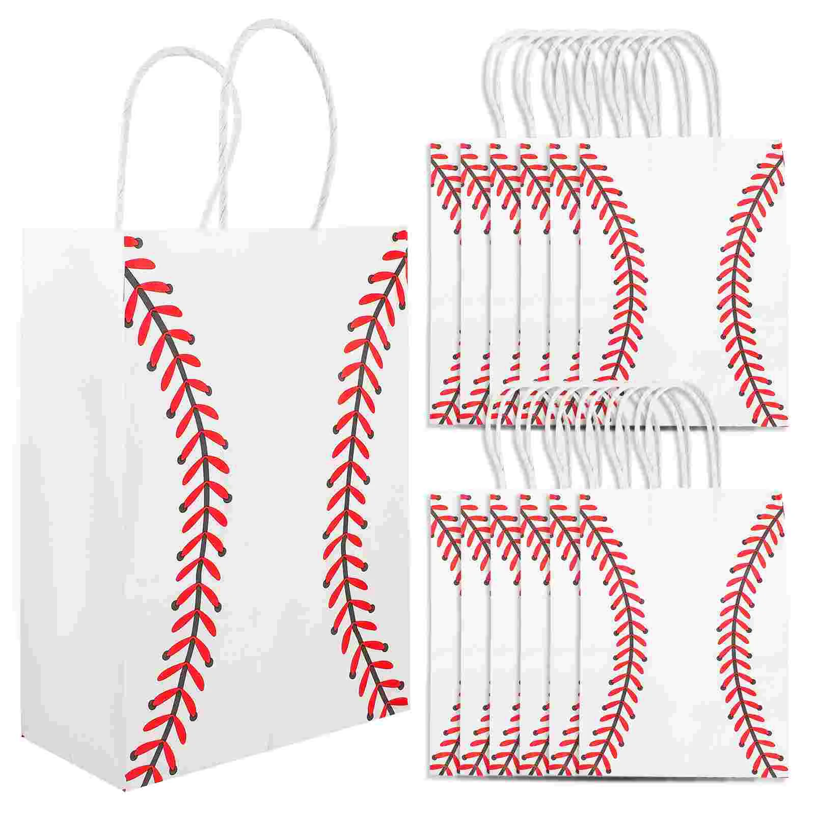 12 Pcs Baseball Bag Shopping Bags Small Gift with Handles Cellophane Snack Packing