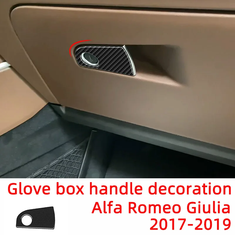 Carbon Fiber Car Glove Box Handle Trim Patch Decoration Stickers For Alfa Romeo Giulia 2017-2019 Interior Modified Accessories