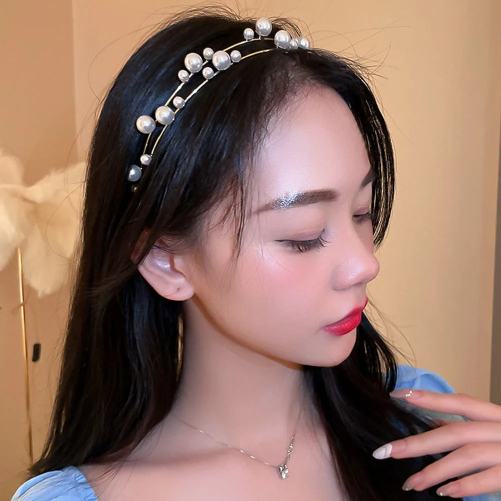 

Pearl Design Elegant Women Hairb Hairb Decorative Zinc Alloy Headdress Accessory Chic Haircut Wedding Party Photo