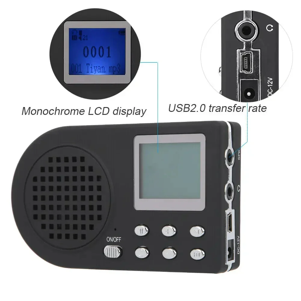 Imagem -03 - Digital Mp3 Player Eletrônico Dispositivo Eletrônico do Chamador do Som com Tela Lcd Jogador do Altifalante Amplificador Nenhum Controle Remoto