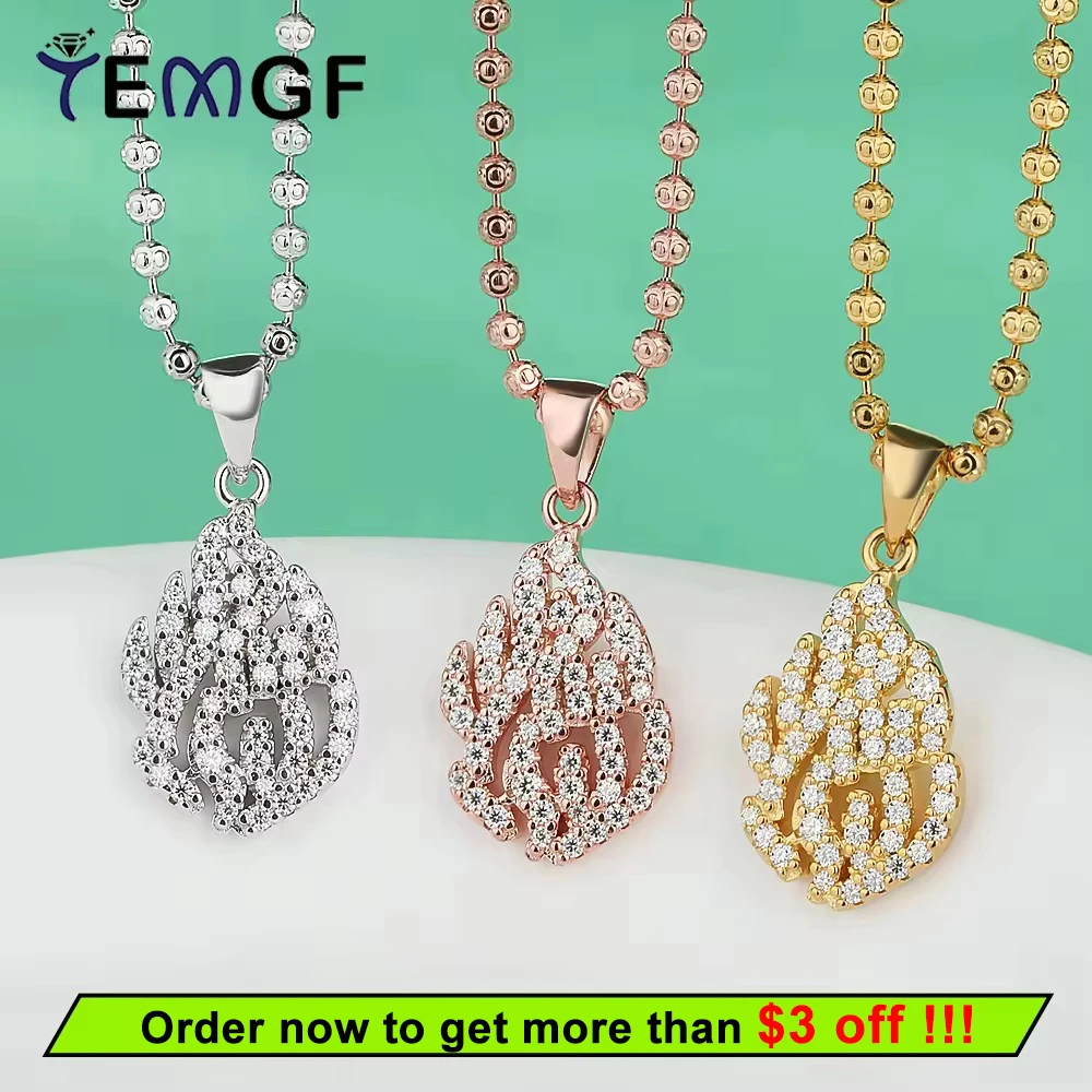 

TEMGF All Moissanite Pendant Necklace Sterling Silver 925 Chain 18K Plated for Women Wedding Classic Pendant Necklace 0.41CTTW