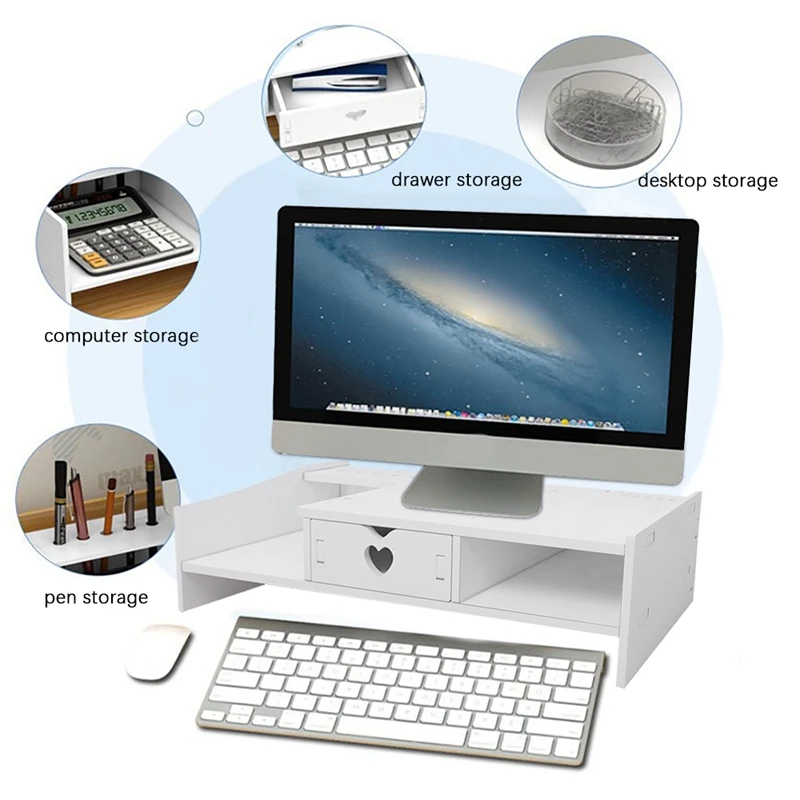 Desktop Computer Elevated Rack Desk Desktop Keyboard Storage Rack Monitor Raised 11.2CM Single-Drawer Bracket