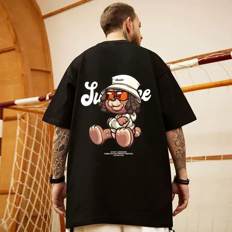 

Summer New Casual Loose T-shirt Short Sleeved Men's Fashion Loose Printing Large 8XL Hip Hop Couple Wear Half Sleeve Cotton Top