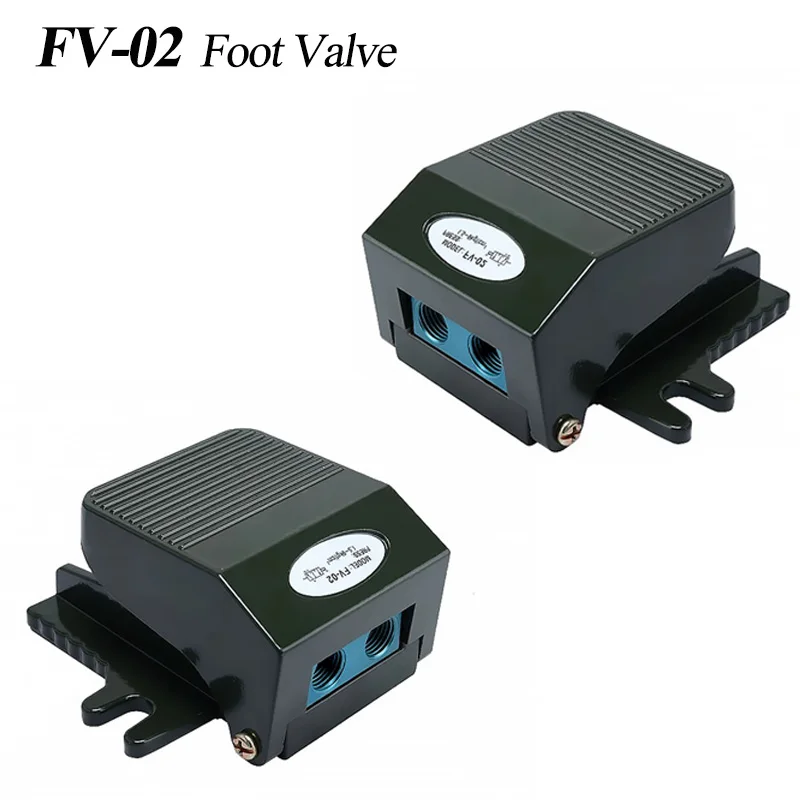 FV-02 Pneumatic Pedal Valve 2 Way 2 Position Foot Tool Switch Air Valves Aluminum Alloy With PC Connector 1/4 BSP Threaded