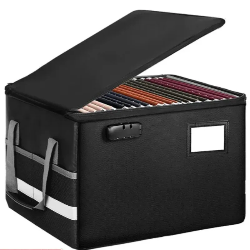 Office Storage Box, Fireproof Document Case, Waterproof Organizer, Zippered Password Lock for Security