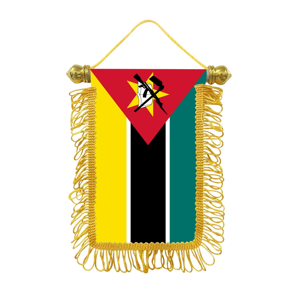 Mozambique small hanging flag 10x15cm triangular flag car decoration hanging flag double-sided pattern with suction cup