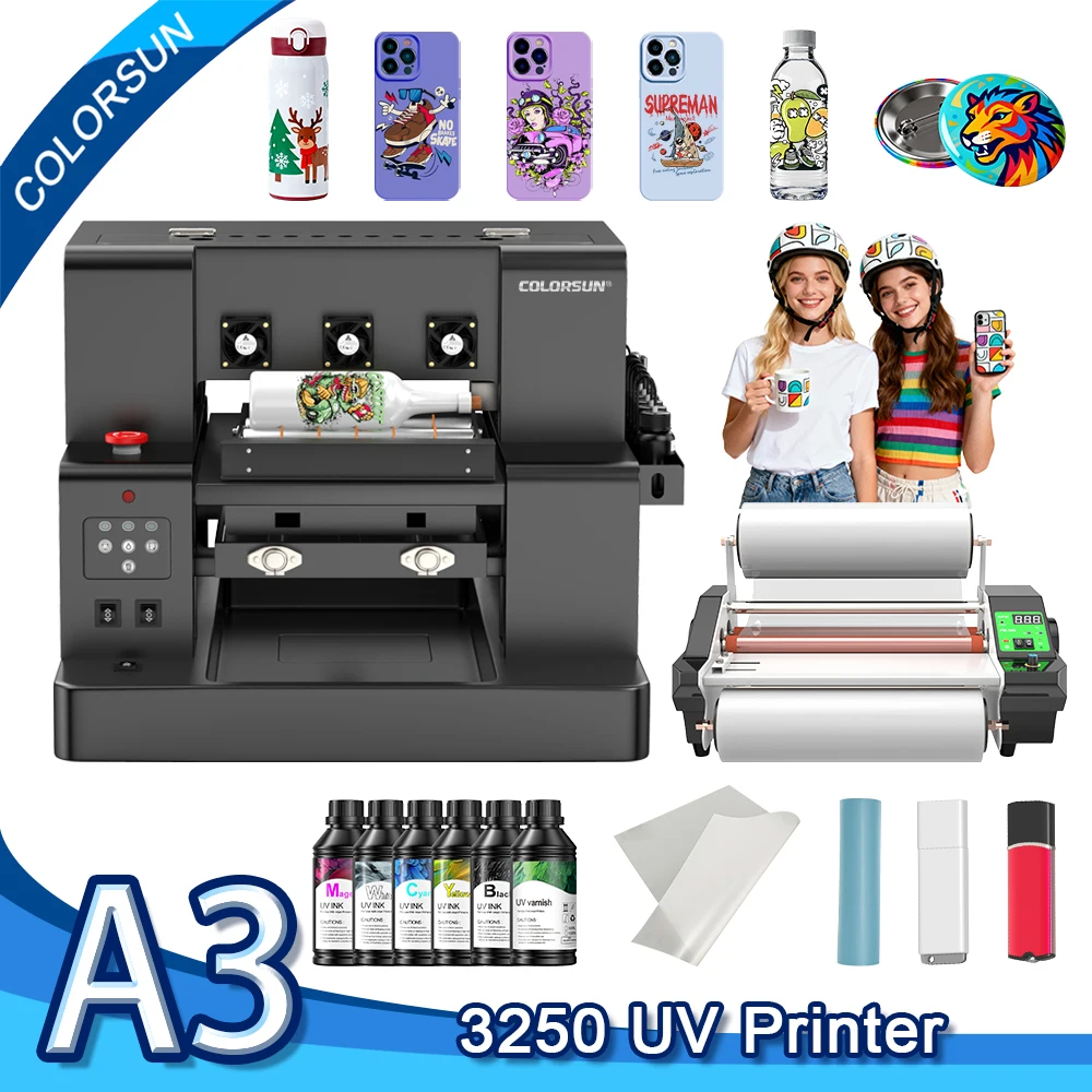 

Colorsun A3/A4 UV Printers L805 Impresora UV DTF Sticker Printing Machine A4 A3 UV Printers For Acrylic Bottle Metal Wood
