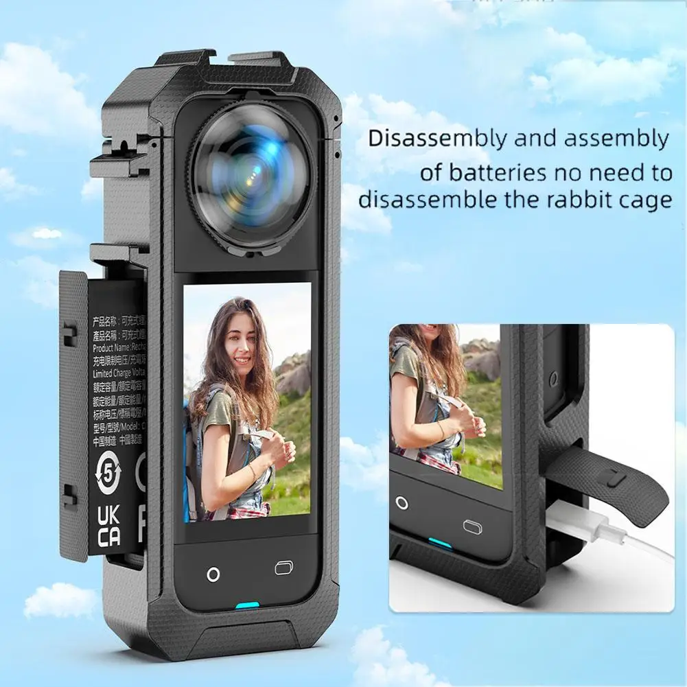 ل Insta360 X5 إطار حماية قفص الإطار البلاستيكي المغناطيسي العملي الإسكان مع الحذاء البارد جبل قوس الإفراج السريع