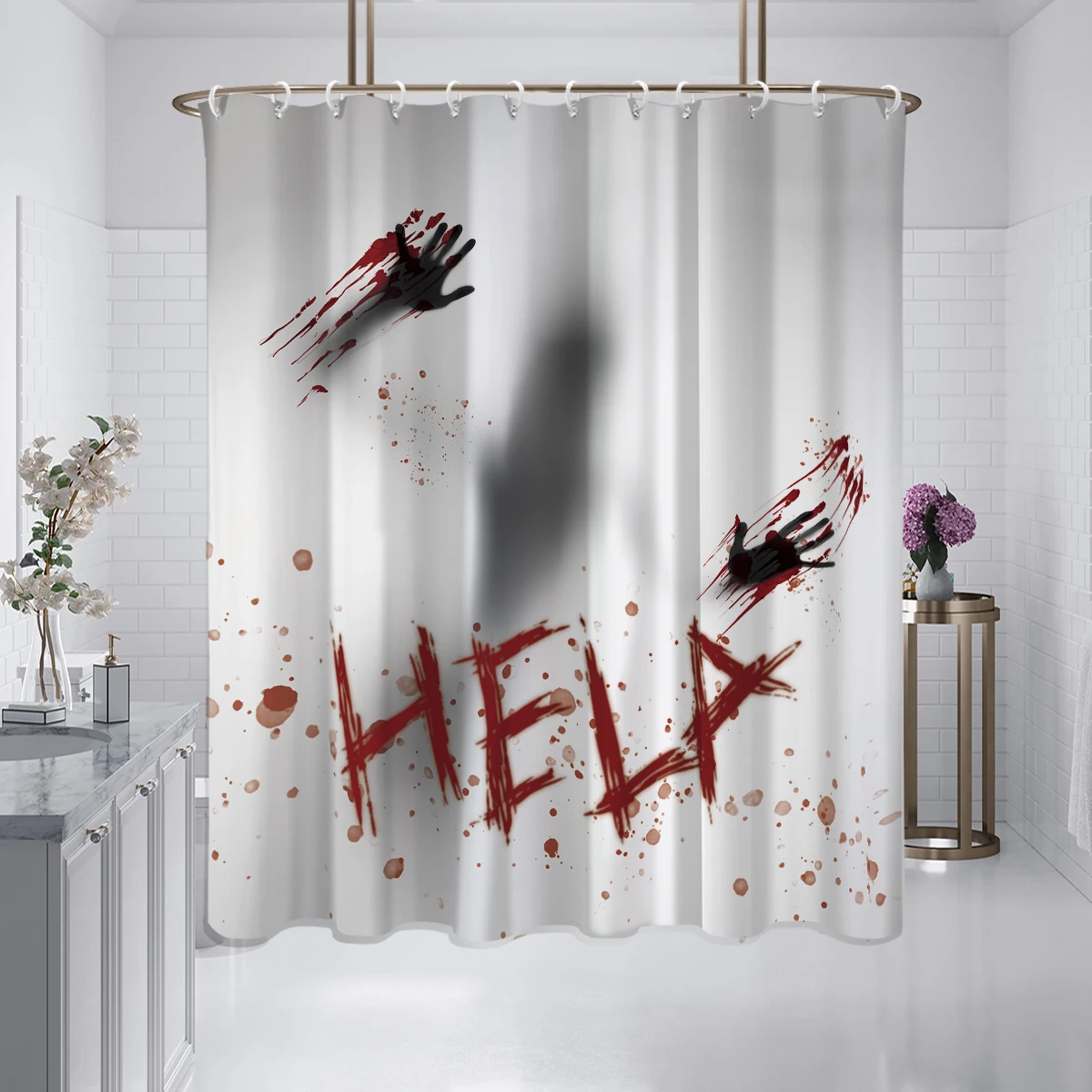 

1 шт., 180x180 см, абстрактная человеческая спасательная занавеска для душа на тему Хэллоуина, перегородка для ванной комнаты, водонепроницаемая и устойчивая к плесени