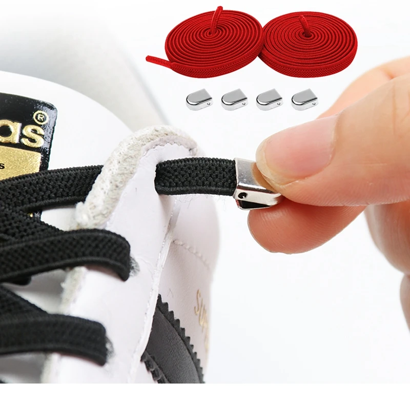 1 Pair No Tie Shoe laces Elastic Shoelaces Outdoor Leisure Sneakers Quick Safety Flat Shoelace Kids And Adult Unisex Lazy laces