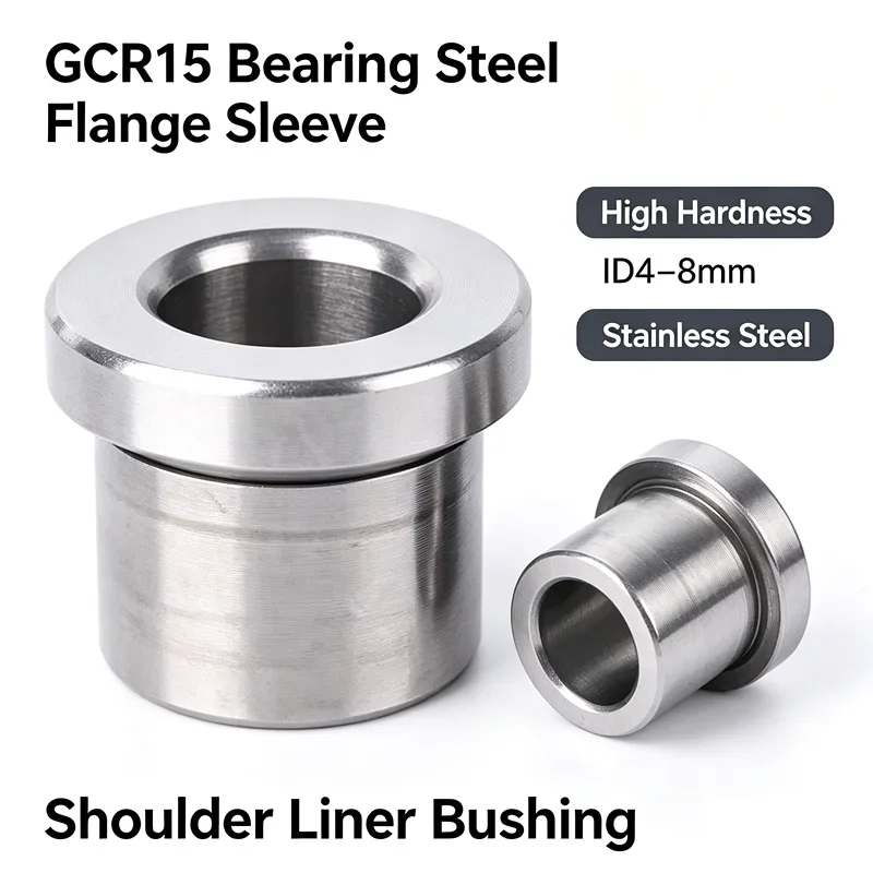 GCR15 Bearing Steel Flanged Guide Bushing, Shoulder Flange Sleeve, ID 4/5/6/8mm Mold Positioning Liner Bushing