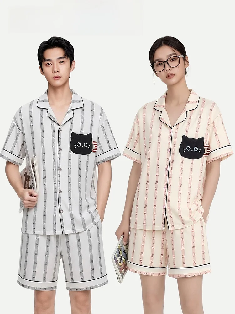 pinkbread-pijamas-de-algodon-de-verano-para-parejas-ropa-de-casa-de-manga-corta-estilo-femenino-comoda-transpirable-que