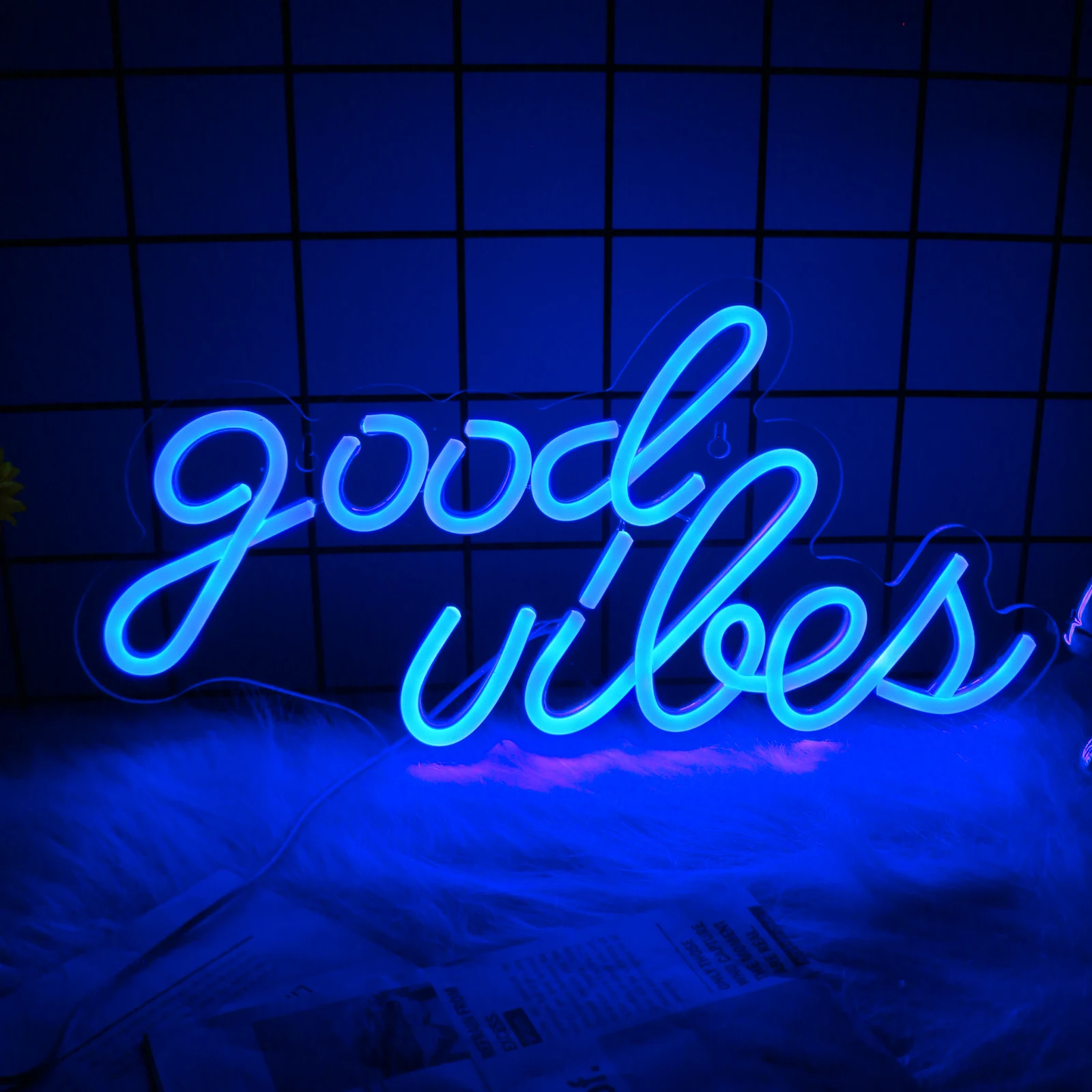 Imagem -06 - Uponray-neon Led Light Sign Boas Vibrações Alimentado por Usb Rosa Decoração de Parede para Quarto Sala de Jogos Festa Bar Decor