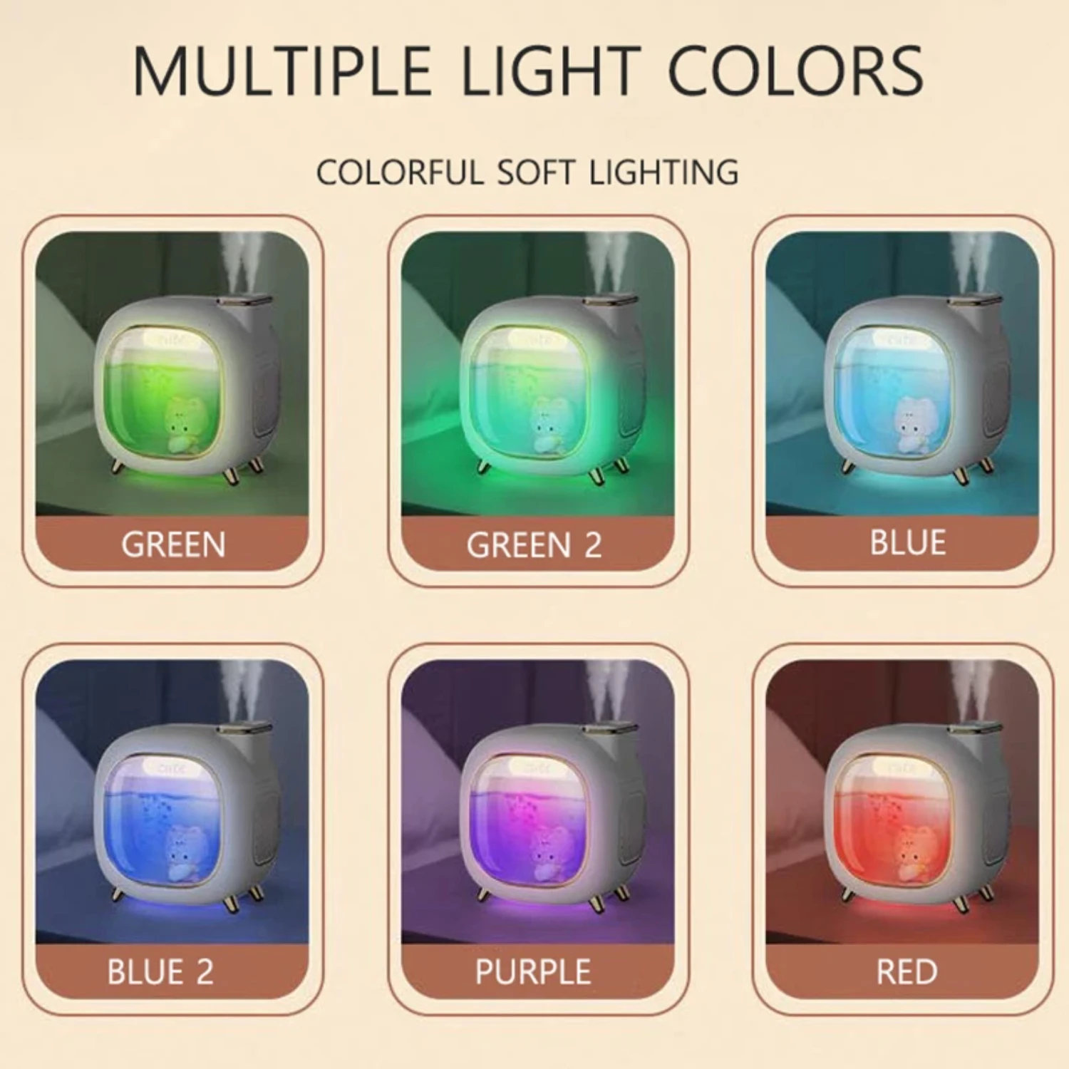 Moe Wa Humidifier Mini USB สเปรย์คู่ Air Humidifier ห้องนอน Night Light Hydration Spray Air Humidifier ของขวัญขนาดเล็ก