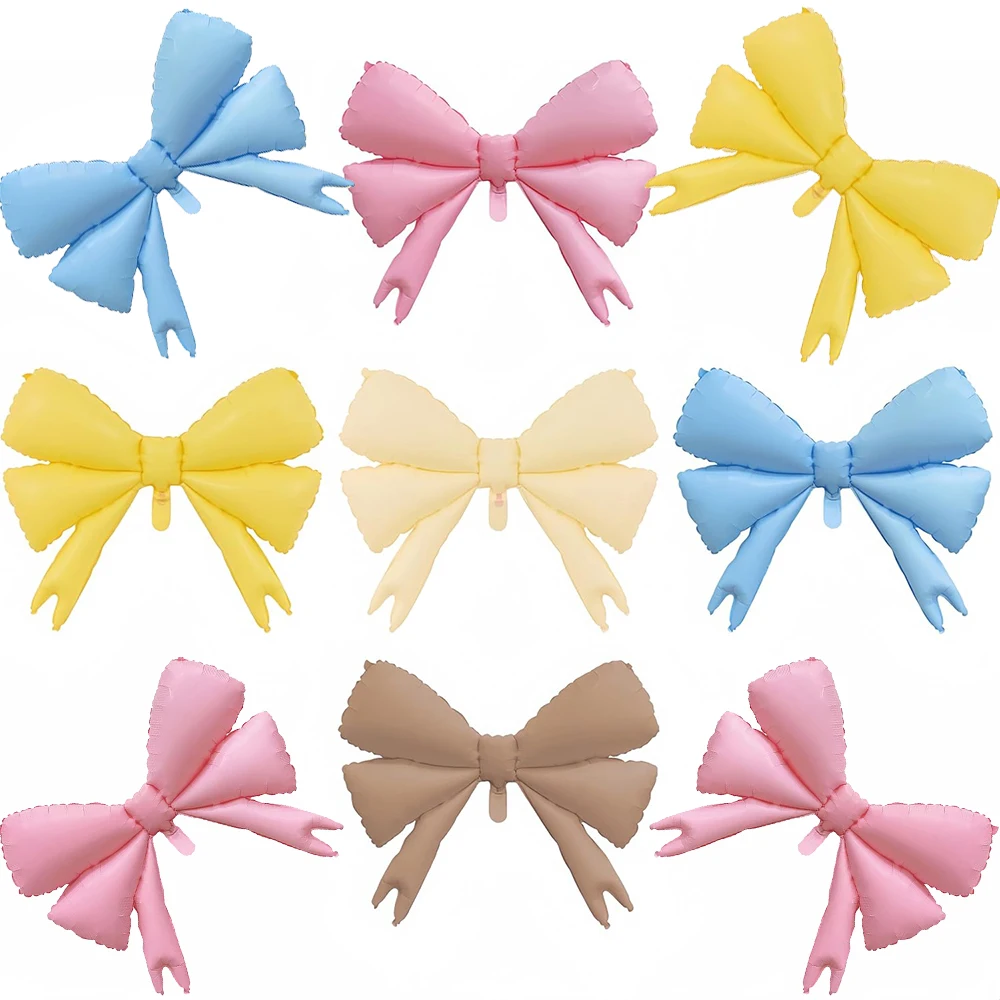 5pcs Macaron Bowknot Balloons Foil Matte Bow for Kids Birthday Party Girls Baby Shower Decoration Photo Props Anniversary Favors