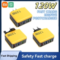 Xiaomi Original 120W Fast Charging 6 Ports Mobile Phone Charger USB Type C PD20W Wall Adapter EU/US/UK Plug for iPhone16