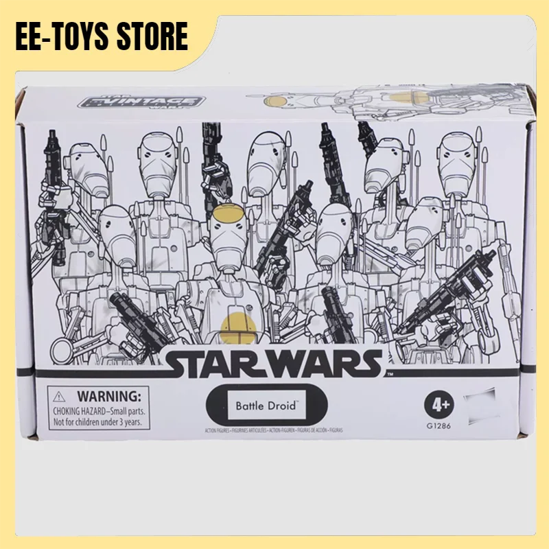 Figura de acción de Robot Battle Droid B1, colección Vintage de Star Wars de 3,75 pulgadas, paquete de 4, juguete articulado móvil, regalo de cumpleaños