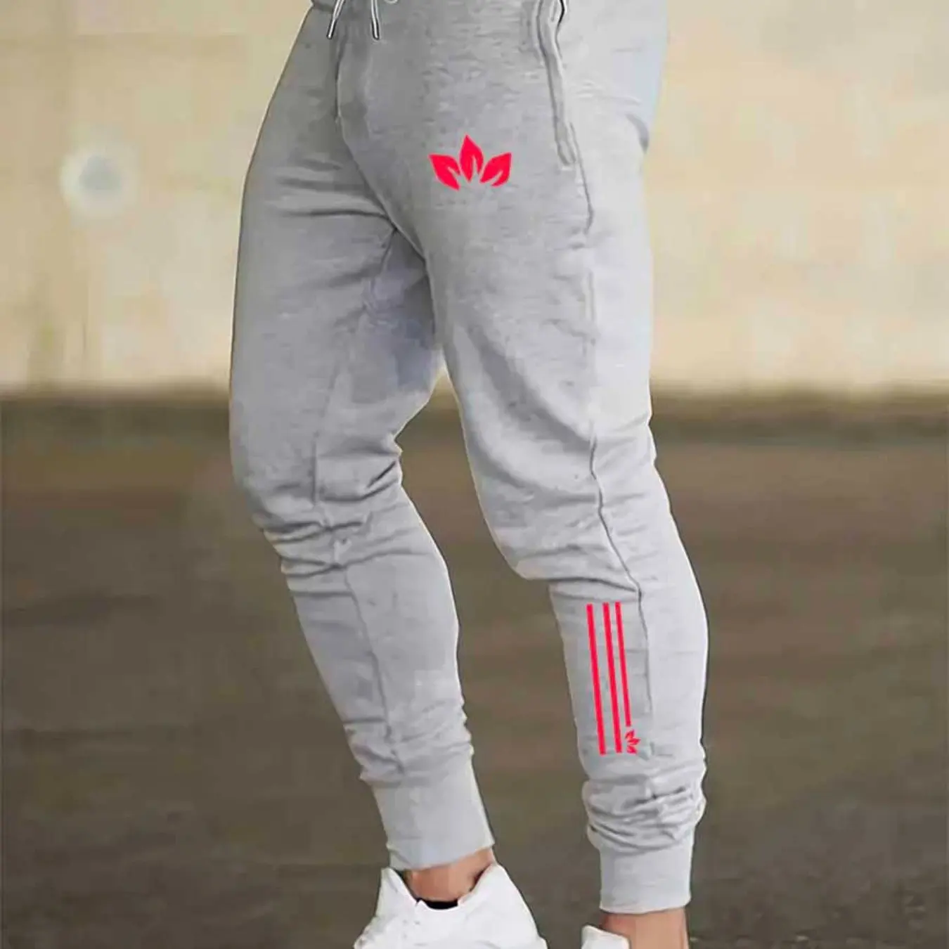 Men AllSeason Letter Print Joggers Elastic Waist SlightStretch Dual Drawstring Cuffed Sweatpants Casual Sports Trousers Adults
