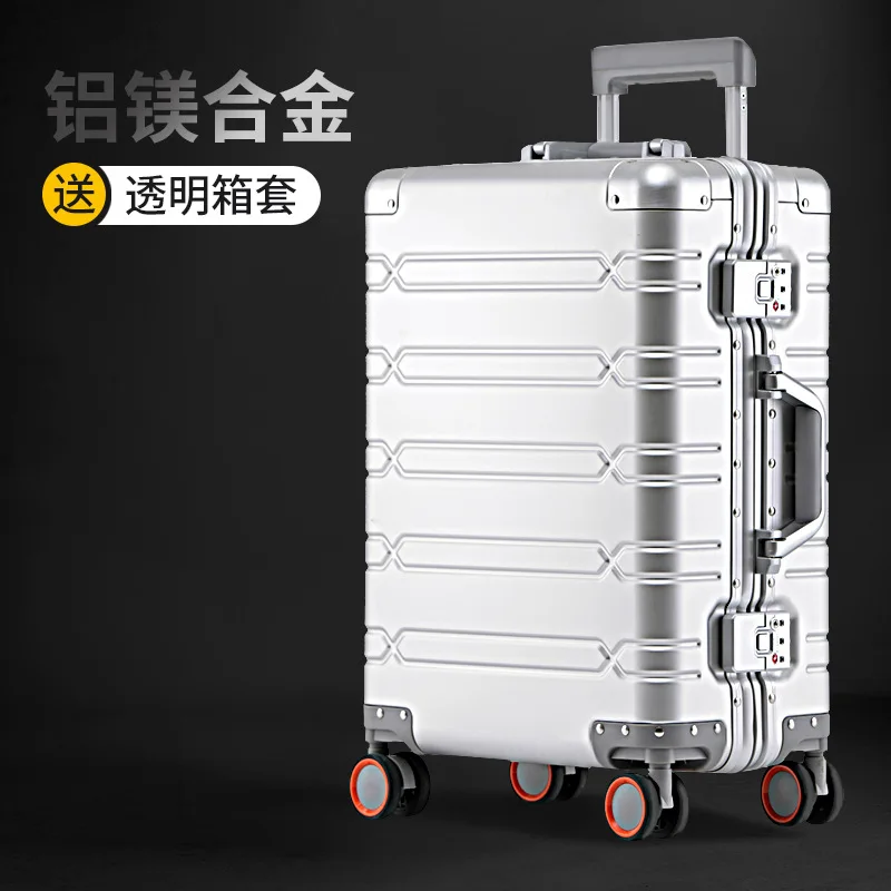 SUSHIMU Trolley-Koffer aus Vollaluminium-Magnesium-Legierung, Spinnerrad, Koffer aus Aluminiumlegierung, Box, Passwort-Boarding-Koffer 6