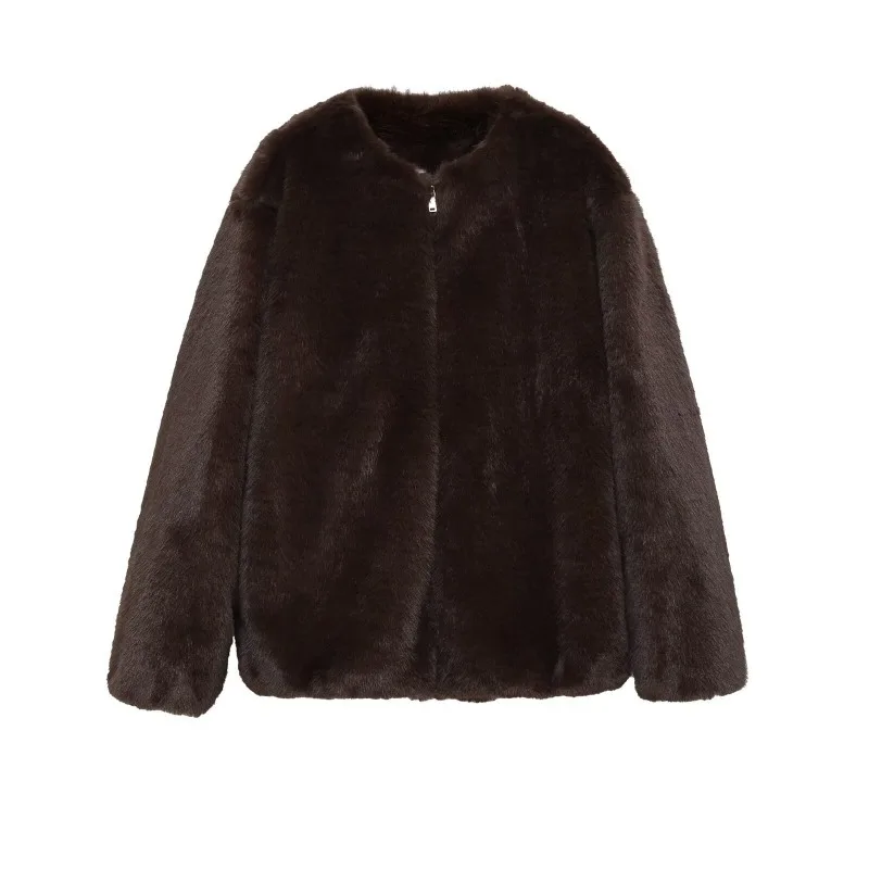 CharmCant Odpinany płaszcz z futerkiem z kapturem dla kobiet, nowość na zimę 2025, elegancki, puszysty kardigan, modne okrycie wierzchnie, kurtki, futra damskie