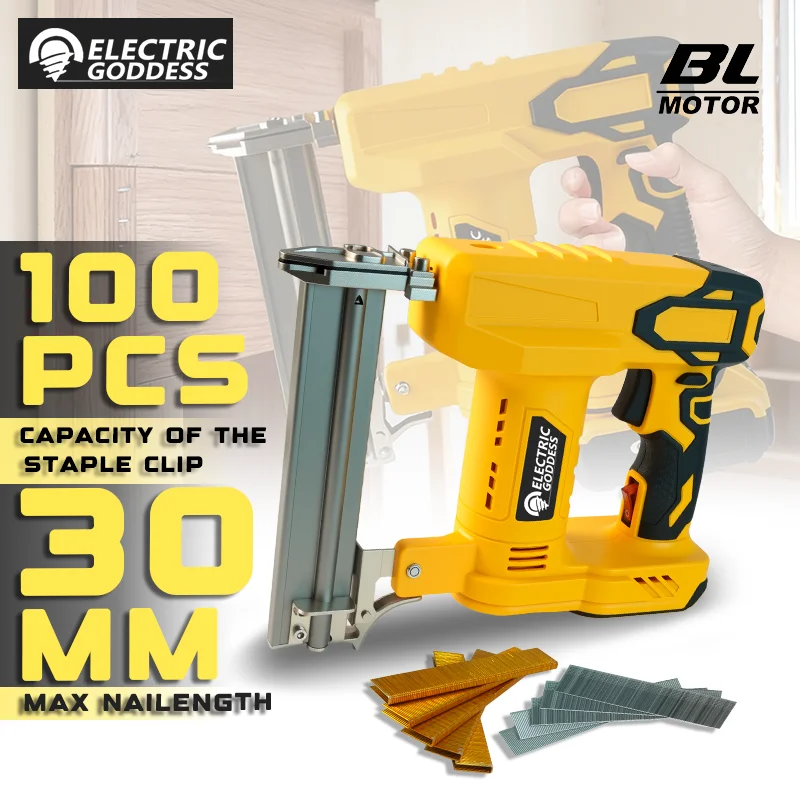 آلهة كهربائية لاسلكية 30 مللي متر براد مسدس مسامير مستقيم/شكل N الأظافر لدبوس بطارية ديوالت 20 فولت ﻿ آلة تسمير الأعمال الخشبية