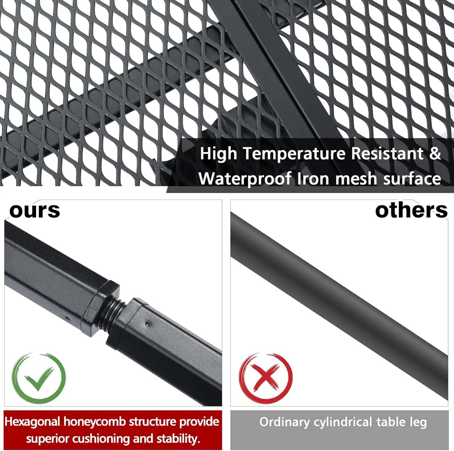 折りたたみグリルテーブル、3x2フィートのポータブルキャンプテーブル、2つのウィングパネル付き、高さ調節可能なメタルテーブル、メッシュデスクトップとメッシュ付き