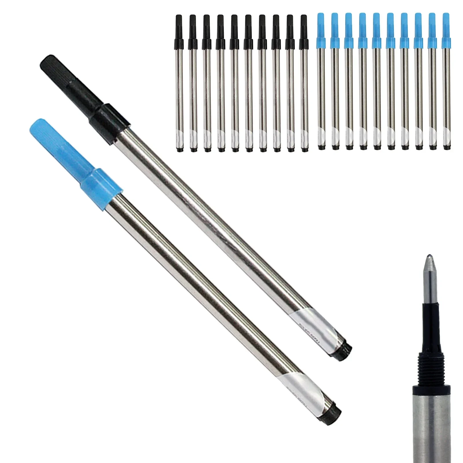 Stylo à bille roulante de 0.7mm, 10 pièces, encre bleue et noire pour stylo jinhao, fournitures d'écriture scolaire et de bureau