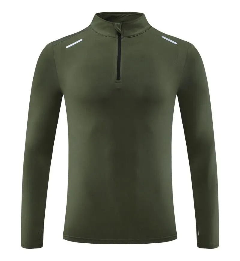 Men Stand collar zipper T-shirt Gym Running Training Fitness Bodybuilding Sport Top Quality elastic long Sleeve tight Tops Tees image 6