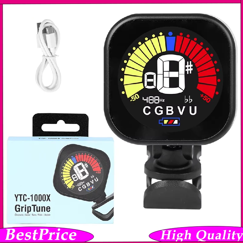 IRIN AT‑102 Clip‑on Tuner USB Rechargeable Built‑in Battery Tuner for Guitar Violin Ukulele Black Musical Instrument Accessories