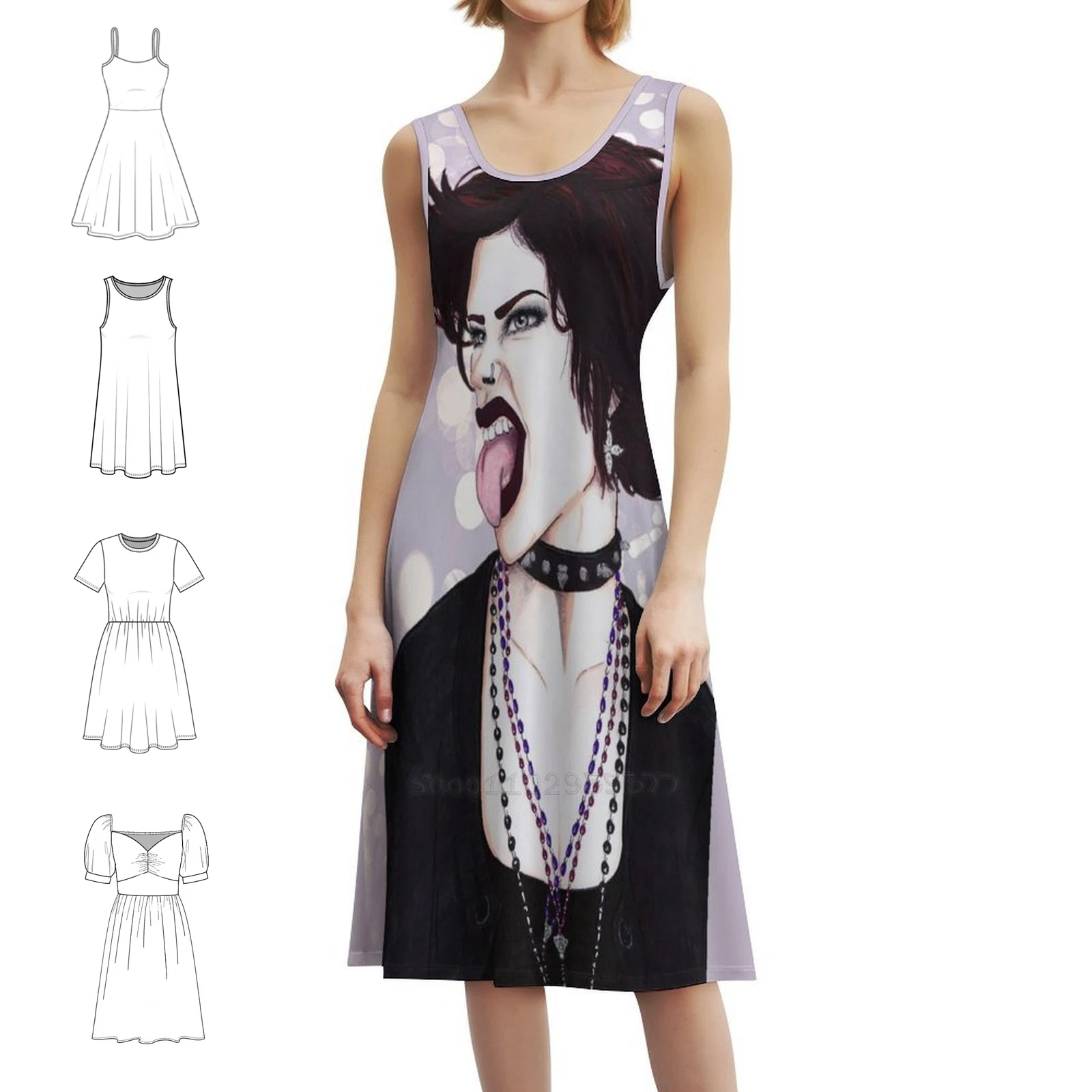 فستان نانسي بوهيمي عتيق بأكمام منتفخة أو خيارات بدون أكمام للنساء فستان نانسي داونز فساتين الحفلات السحرية الغامضة #1