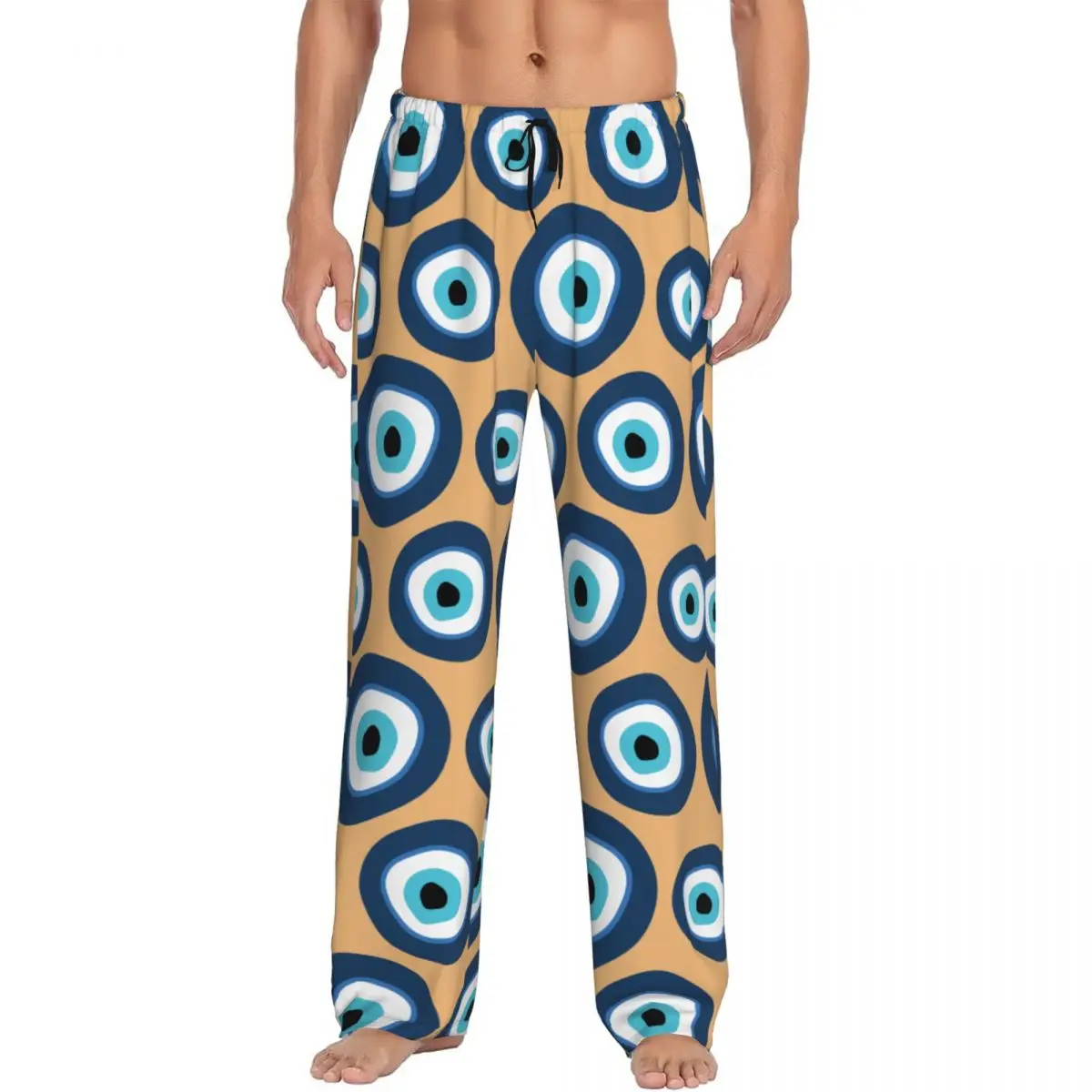 

Custom Nazar Turkey Evil Eye Symbol Amulet Pajama Pants Sleepwear Men Elastic Waistband Sleep Lounge Bottoms with Pockets
