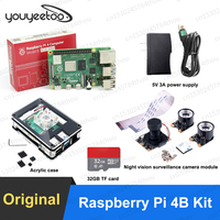 Official Original Raspberry Pi 4 Model B Dev Board Kit RAM 1GB 2GB 4GB 8GB BCM2711 4 Core CPU 1.5Ghz RPi 4 Speed than RPi 3B+