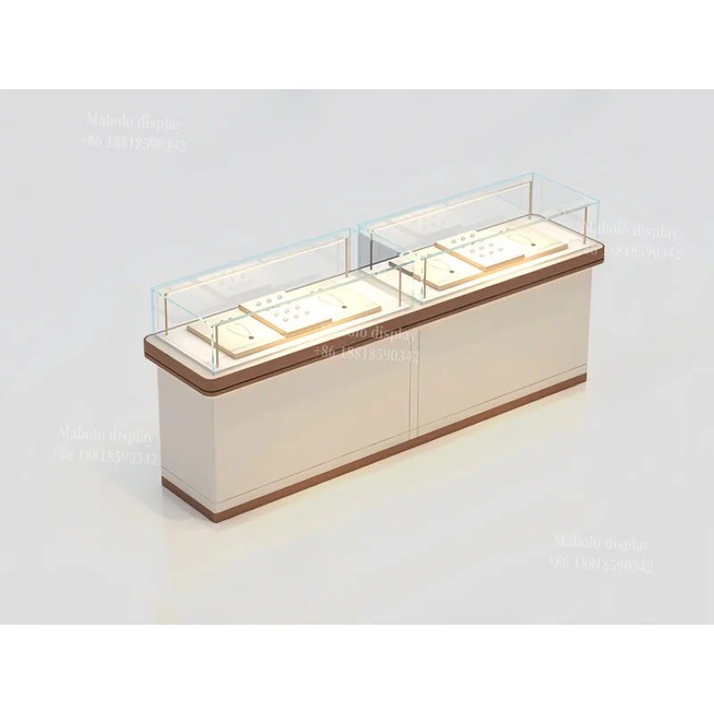 custom.Custom High-End Jewelry Store Fixtures-Stainless Steel & Glass Showcase with LED Illumination Waterproof
