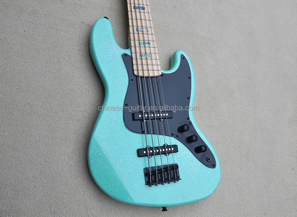 Flyoung Shining Green Electric Bass 5 Strings Electric Bass Guitar Maple Fretboard Bass abalone Fret Inlay can put hardwares