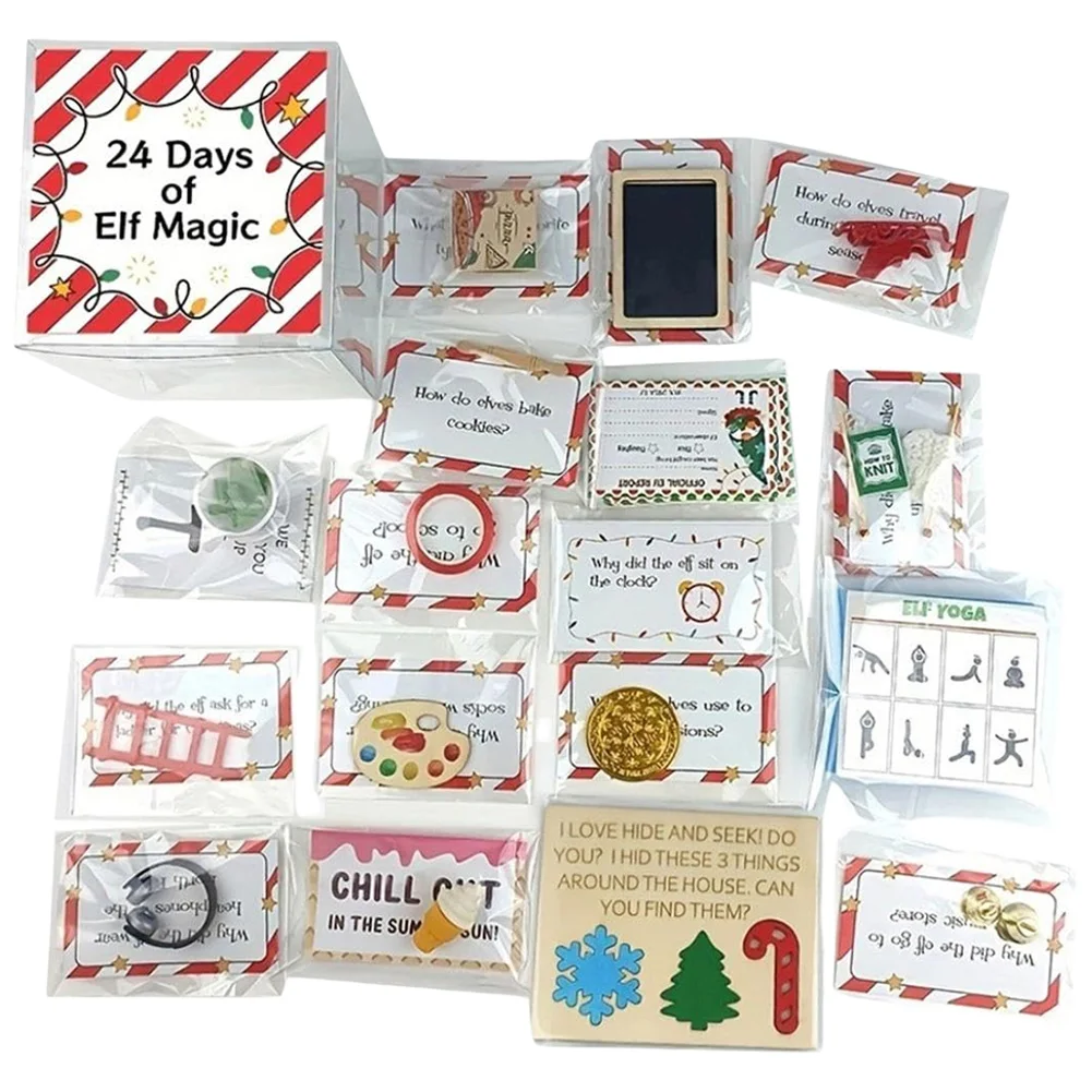 Christmas 24 Days Elf Kit Elf Adventure Kit 2024 Funny Xmas Countdown Gift Creative Elf Helper Kit Elf Activities Props