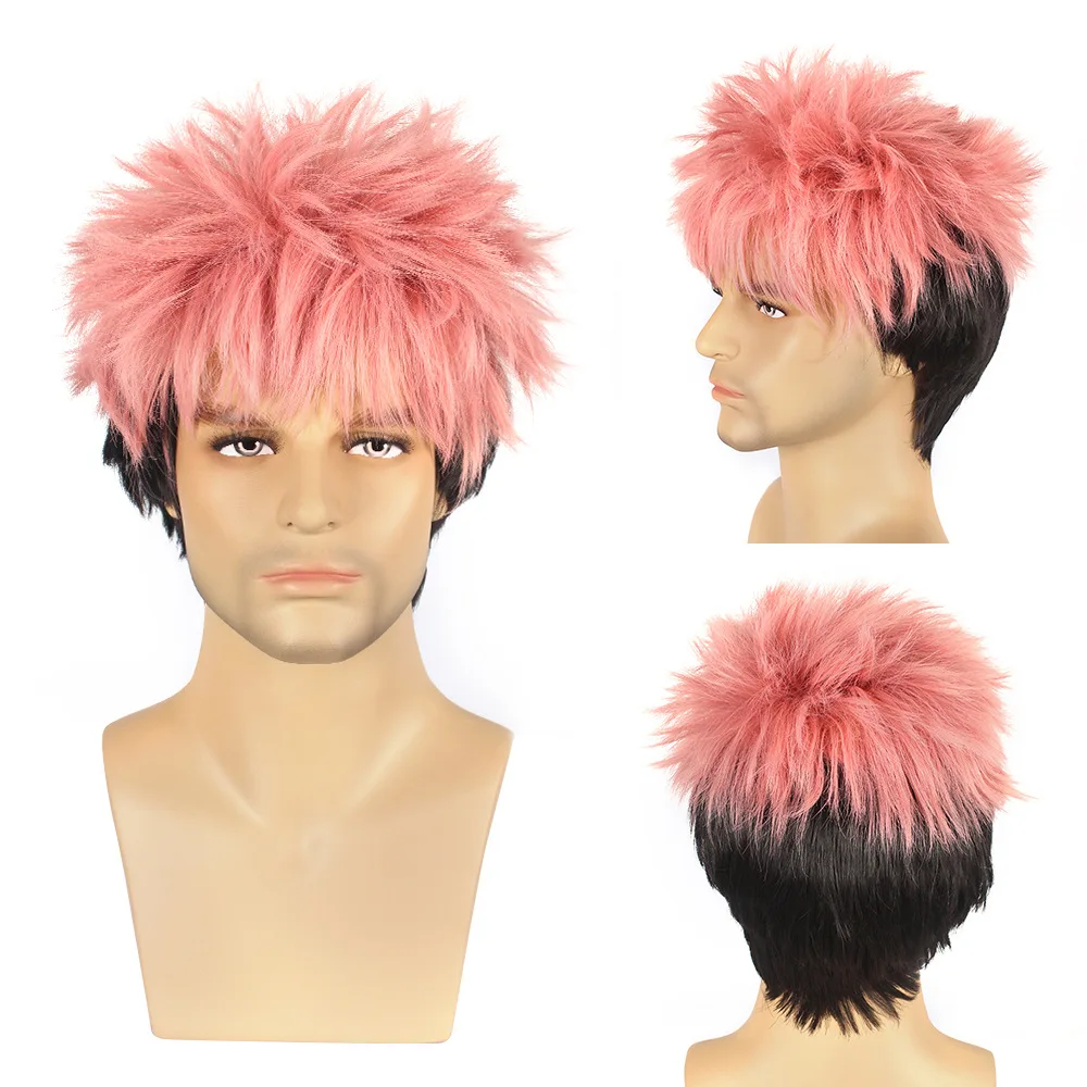 Spell Battle Tiger Wand Youren Pink Orange Reversed Short Wig Cosplay Anime European and American Men's Festival DM9098