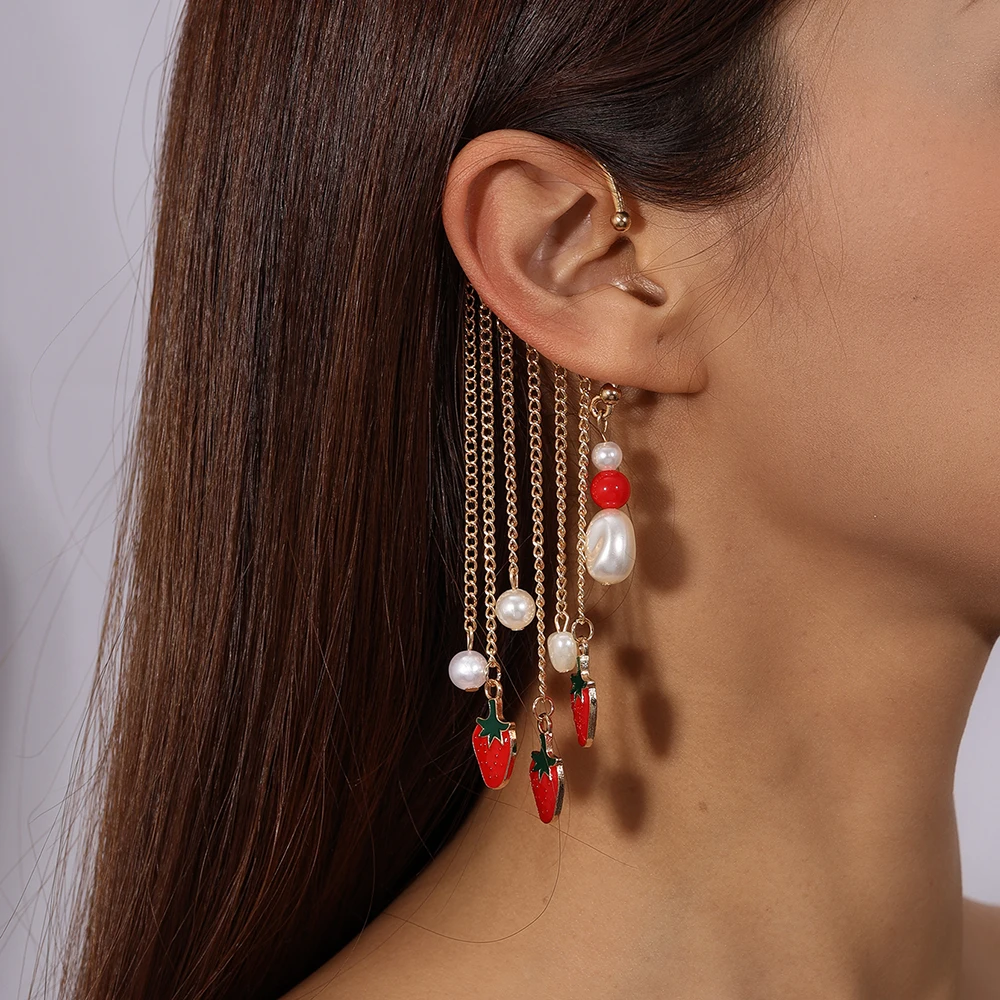 Aihua Perlen Marke Design Hut Mantel Blume Clip Ohrringe Für Frauen Lange Quaste Nicht-Piercing Gefälschte Knorpel Ohrring Schmuck geschenke – Detail 9