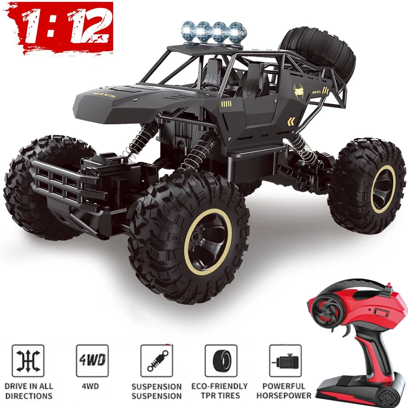 

4DRC 1:12 Buggy Off-Road RC Car With LED Lights 2.4G Radio Control Car 4WD Remote Control High Speed Trucks Boy Toy for Children