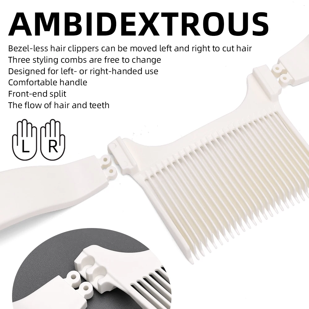 Barber Long Handle Hair Cutting Clipper Comb Barber Curved Positioning Flat Top Comb Multiple Modes Salon Supplies Styling Tools