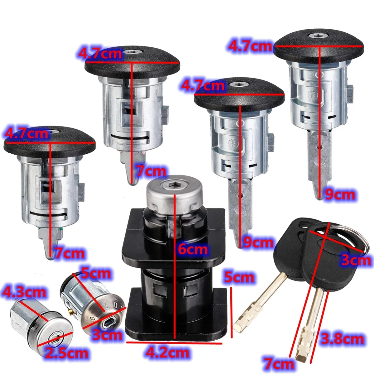 AC76-7Pcs Car Barrel Door Locks Keys Set 4359018 1C1A-V22050-Ba For FORD TRANSIT Mk6 2000 2001 2002 2003-2006