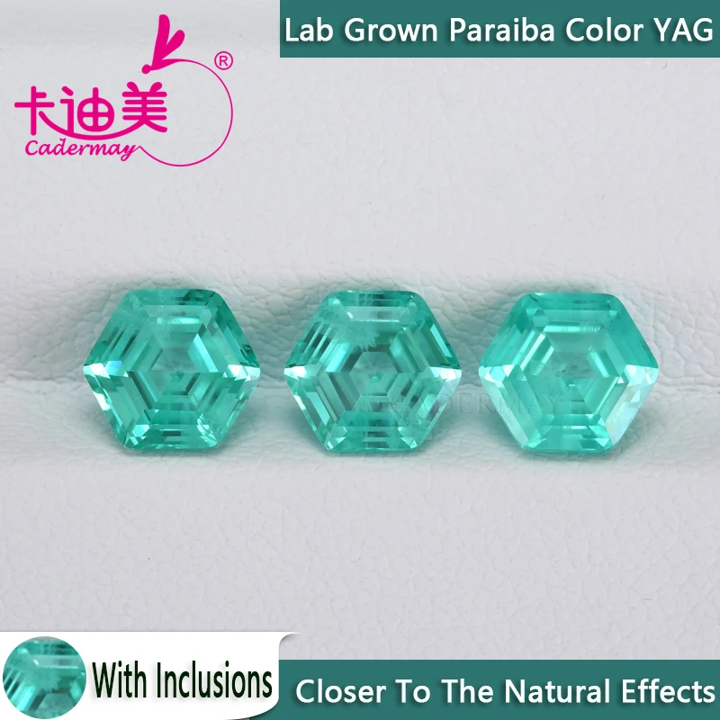 

Hexagonal Shape Paraiba Color Yttrium Aluminum Garnet With Inclusions Loose Stone YAG Gemstone For Fine Jewelry Making DIY