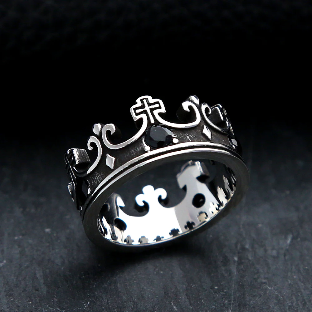 Punk Mode Kronen ringe für Frauen Edelstahl Vintage Biker Ring Männer einzigartige Biker Amulett Schmuck Geschenke Drops hipping