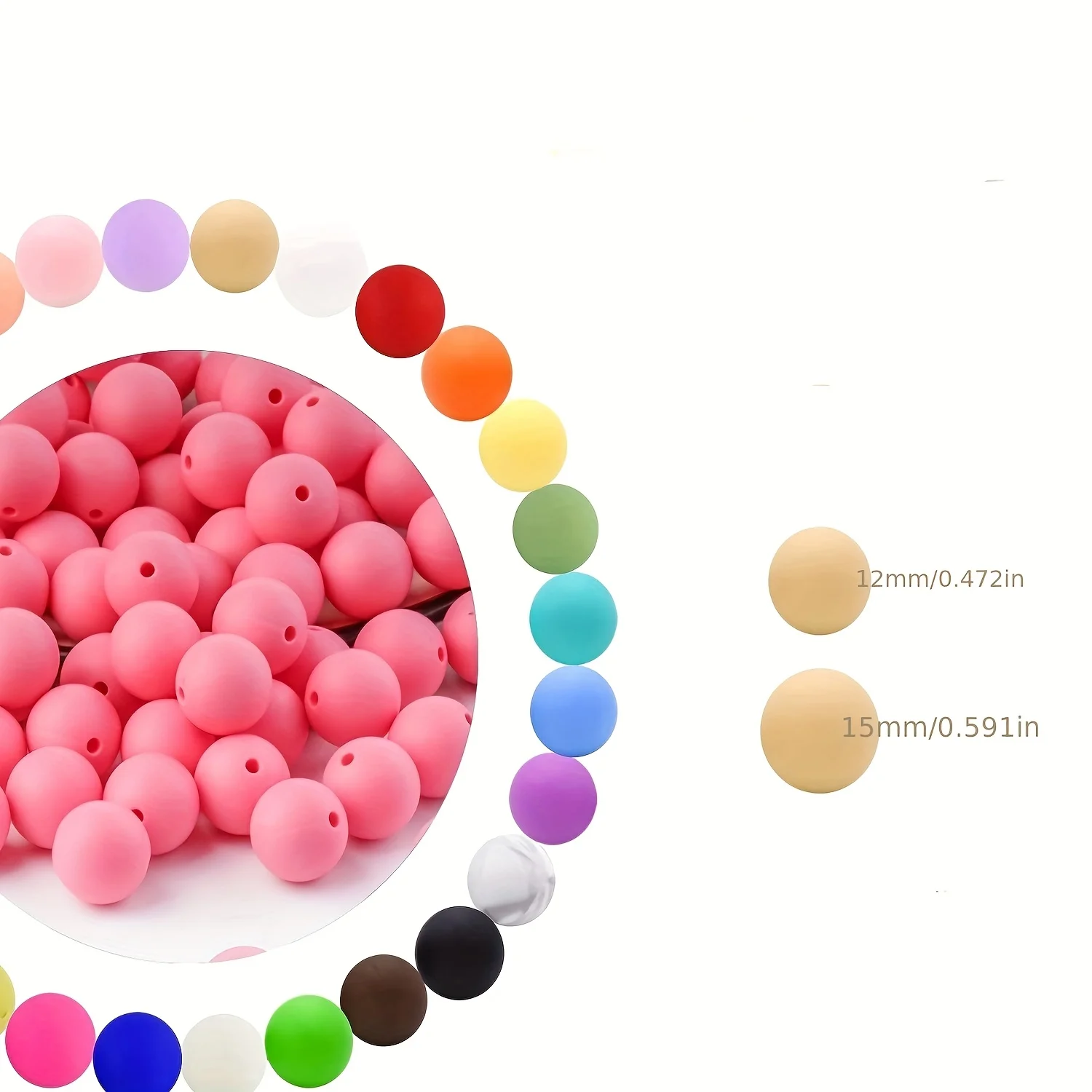 25pcs Round Silicone Beads Set 12/15mm Loose Beads For Jewelry Making To Make Bracelets DIY Necklace Accessories