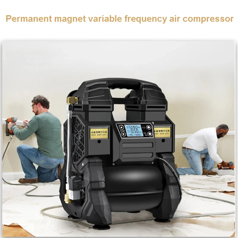 Small Air Pump Variable Frequency Inverter Air Compressor Portable Oil-Free Mute Woodworking Spray Painting High-Pressure 220V