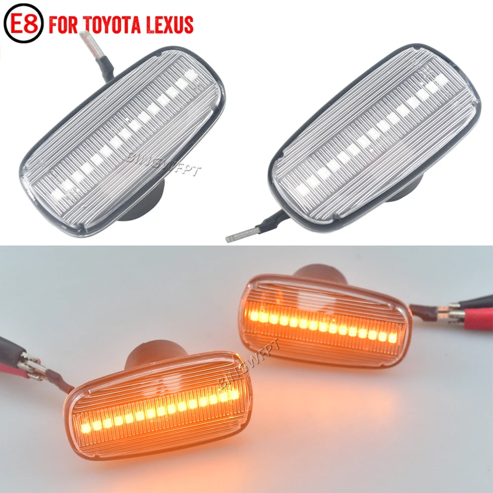 2Piece Flowing Turn Signal Light For Toyota Land Cruiser Prius Kluger Wish RAV4 Altezza Isis Lexus IS 200 300 Side Marker Lamp