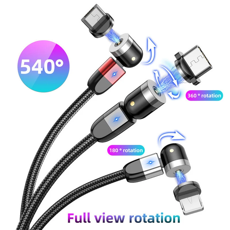 360º+180º Rotation Fast Charging Type C Cable Magnetic USB Cable For iPhone 11 Pro X Max 6 7 8 Plus Sams