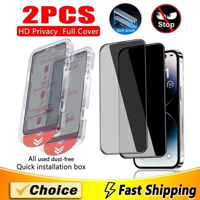 

2pcs Dust Free Install Anti-Spy Tempered Glass For Poco X6 Pro 5G X5 X4 X3 M6 M5S M4 M3 M2 F6 F5 F3 C65 Privacy Screen Protector
